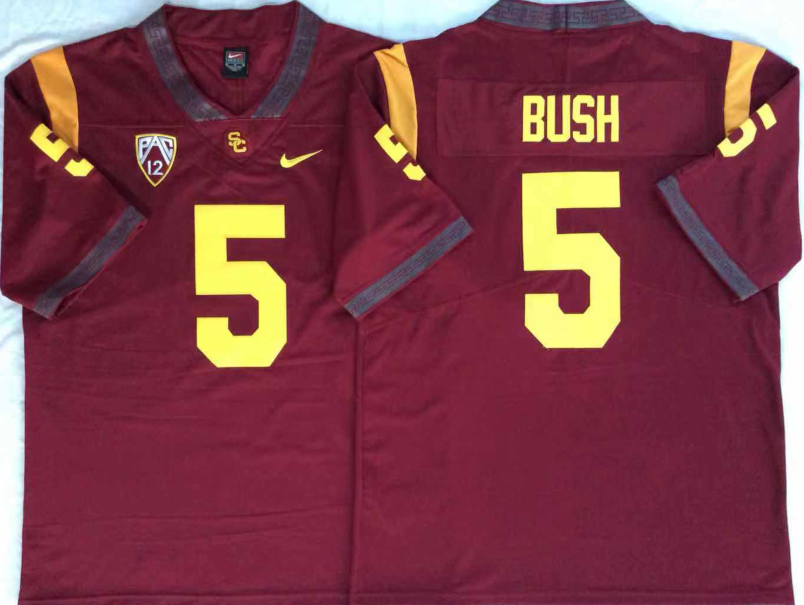 NCAA Men USC Trojans Red #5 BUSH->ncaa teams->NCAA Jersey